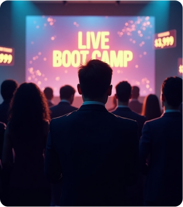 High-converting webinar funnel leading to live bootcamp sales—37% close rate and $3.2M pipeline